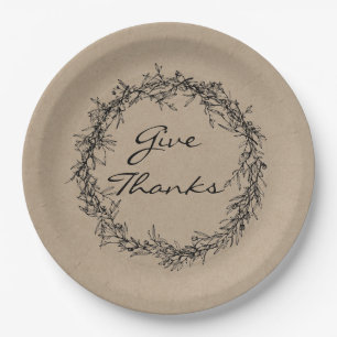 Assiettes En Carton Papier d'emballage rustique donnent à thanksgiving