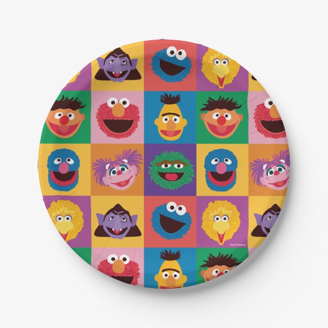 Assiettes En Carton Papier d'enveloppement Elmo et Friends (Devant)