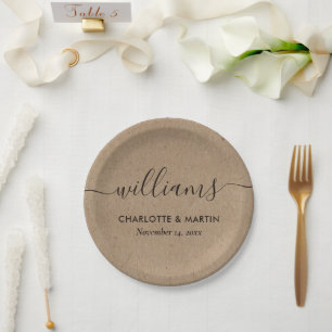 Assiettes En Carton Papier Kraft simple Élégant Mariage de script mode