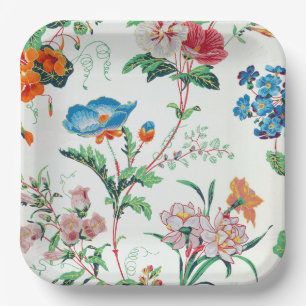 Assiettes En Carton Papier peint antique floral France 1830
