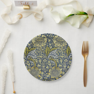 Assiettes En Carton Papier Peint Floral William Morris Kennet Bleu Or