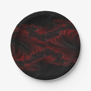 Assiettes En Carton Papier peint noir et rouge foncé