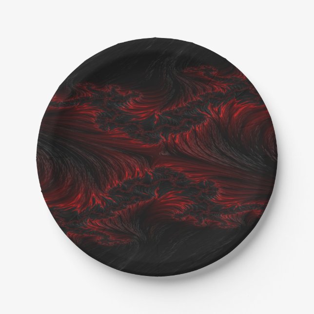 Assiettes En Carton Papier peint noir et rouge foncé (Devant)