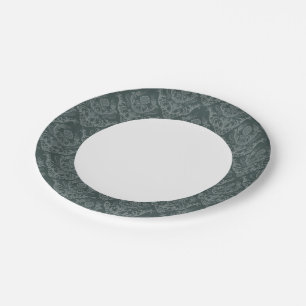 Assiettes En Carton Papier peint vert damassé vert