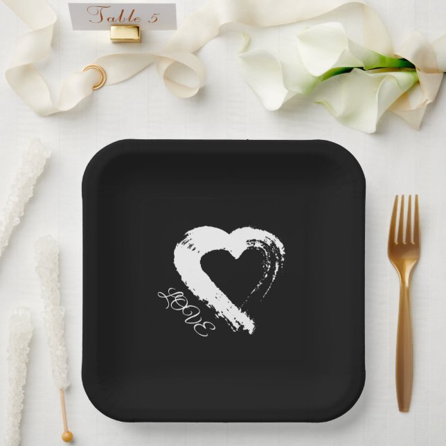 Assiettes En Carton Papier Plaque Lune Coeur (Mariage)