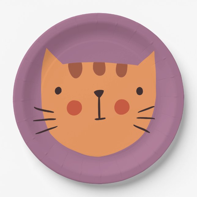 Assiettes En Carton Papier pour enfants d'anniversaire de chat (Devant)