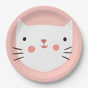 Assiettes En Carton Papier pour enfants d'anniversaire de chat