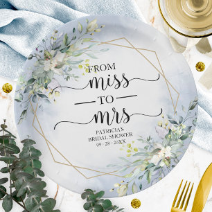Assiettes En Carton Papier pour la douche de mariée géométrique Miss t