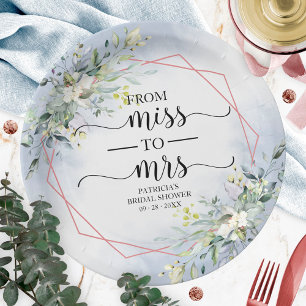 Assiettes En Carton Papier pour la douche de mariée géométrique Miss t