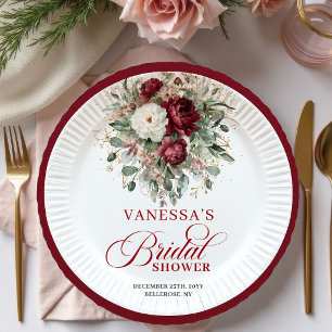 Assiettes En Carton Papier raffiné floral doré de Bourgogne pour douch