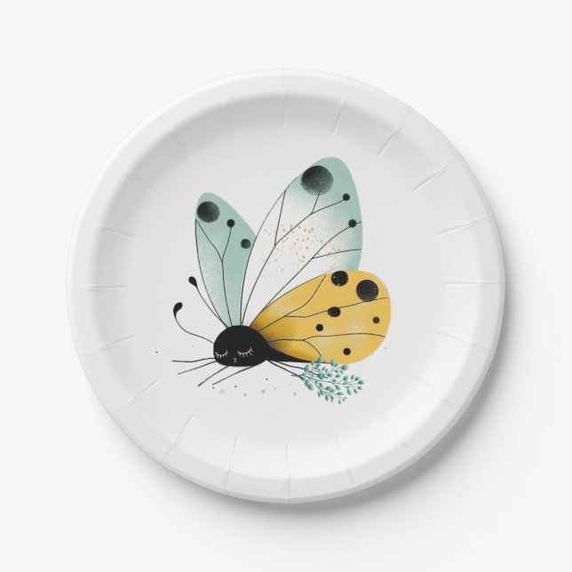 Assiettes En Carton Papillon blanc (Devant)
