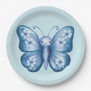 Assiettes En Carton Papillon bleu