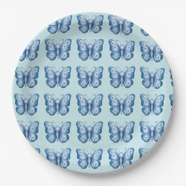 Assiettes En Carton Papillon bleu