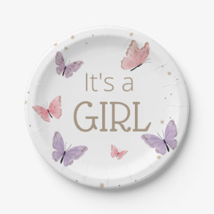Assiettes En Carton Papillon C'est un Baby shower FILLE