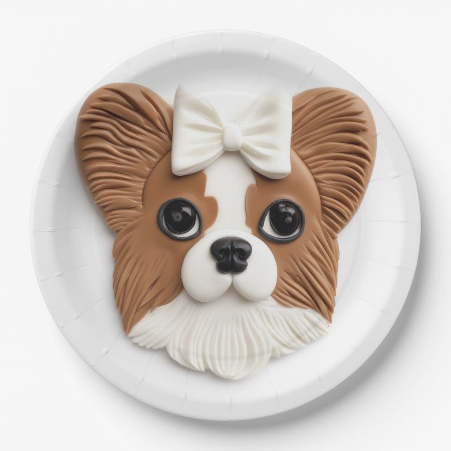 Assiettes En Carton Papillon Chien Inspiré 3D (Devant)