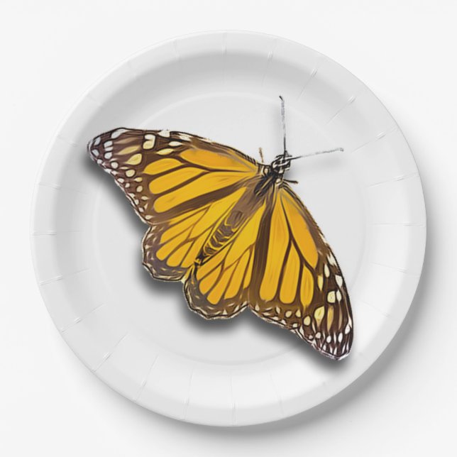 ASSIETTES EN CARTON PAPILLON DE MONARQUE (Devant)