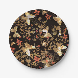 Assiettes En Carton Papillon d'or