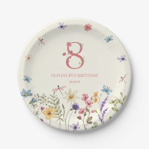 Assiettes En Carton Papillon élégant de fleur sauvage Fête d'anniversa