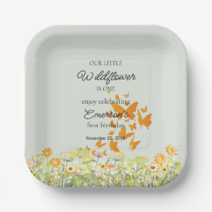 Assiettes En Carton Papillon Fleur Sauvage Coloré 1er Anniversaire