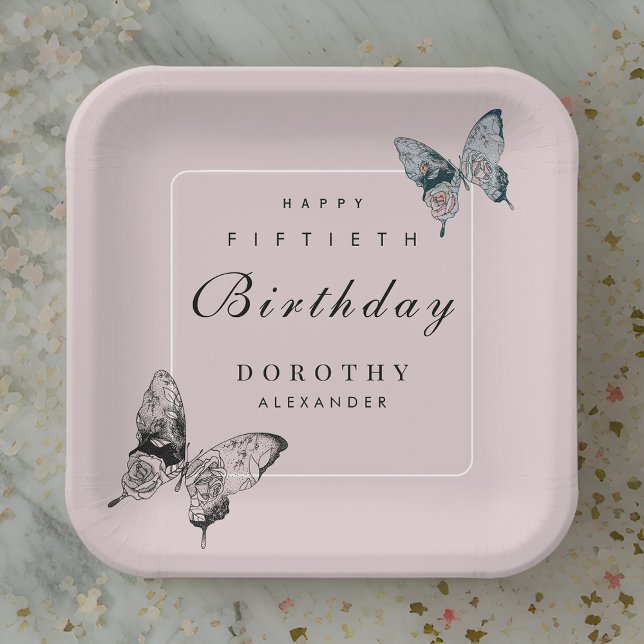 Assiettes En Carton Papillon moderne N'IMPORTE QUEL Jalon Adulte Anniv (Créateur téléchargé)