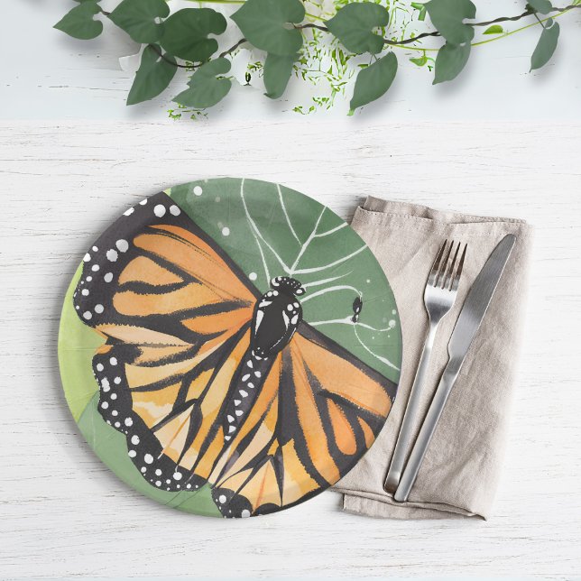 Assiettes En Carton Papillon Monarque | Belle Aquarelle (Créateur téléchargé)