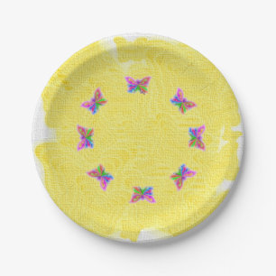 Assiettes En Carton Papillon multicolore Design jaune