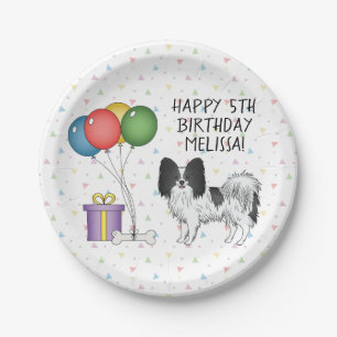 Assiettes En Carton Papillon Noir Et Blanc Chien Mignon - Anniversaire