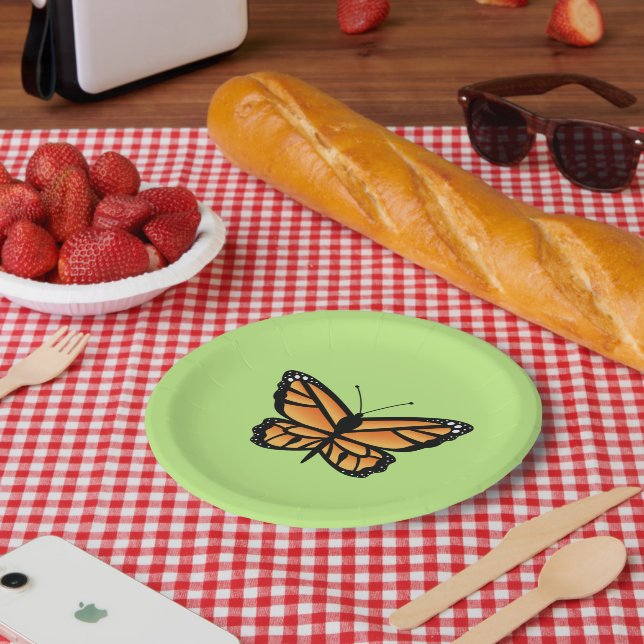 Assiettes En Carton Papillon orange monarque (Pique-nique)