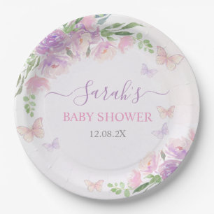 Assiettes En Carton Papillon rose violet enchanté