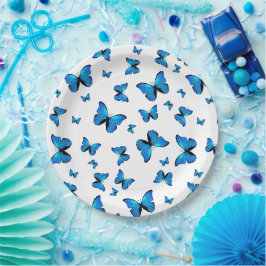 Assiettes En Carton Papillons bleus