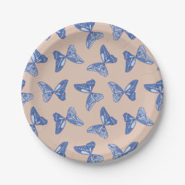 Assiettes En Carton Papillons bleus et Brown