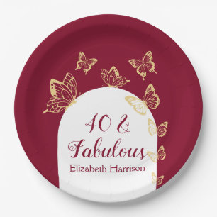 Assiettes En Carton Papillons d'or de Bourgogne moderne Fabuleux anniv