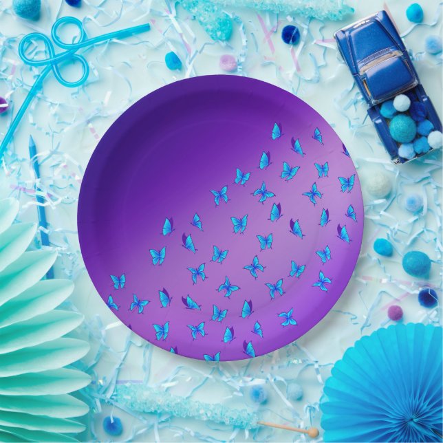 Assiettes En Carton Papillons Enchantés Plaque de papier violet (Fête)