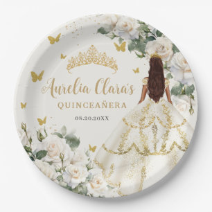 Assiettes En Carton Papillons floraux de Champagne Quinceañera