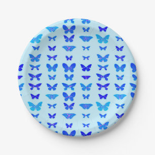 Assiettes En Carton Papillons, indigo, arrière - plan bleu ciel