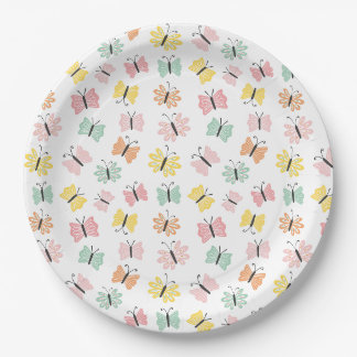 Assiettes En Carton Papillons mignons aux couleurs pastel