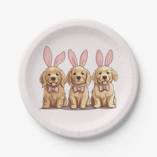 Assiettes En Carton Pâques Golden Retriever Chiens Chiens Chiens Lapin
