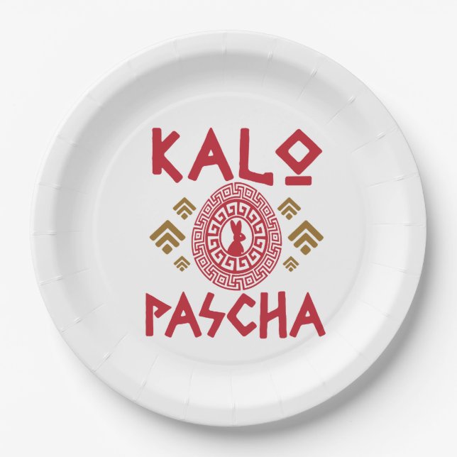 Assiettes En Carton Pâques grecques Kalo Pascha (Devant)