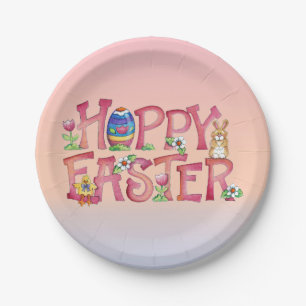 Assiettes En Carton Pâques Hoppy - Plaques en papier