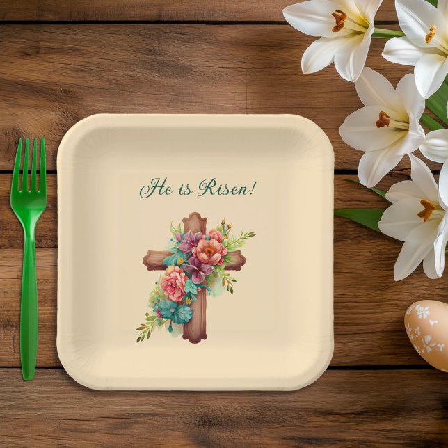 Assiettes En Carton Pâques "Il est ressuscité" avec intérieur personna (Créateur téléchargé)