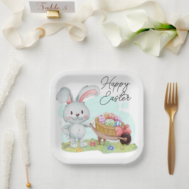 Assiettes En Carton Parade de Pâques Hoppy (Mariage)