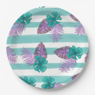 Assiettes En Carton Parapluie floral tropical