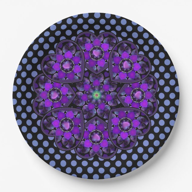 Assiettes En Carton Parapluie violet & coeurs .7 (Devant)