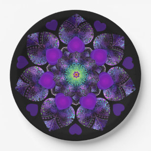 Assiettes En Carton Parapluie violet & coeurs .7