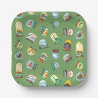 Assiettes En Carton Parcs nationaux dans les plaques de papier vert