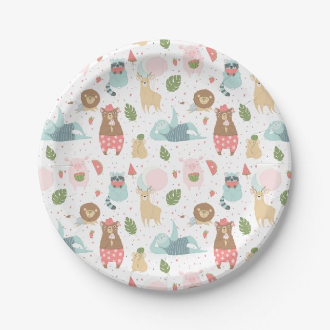 Assiettes En Carton Paresse et motif d'amis (Devant)