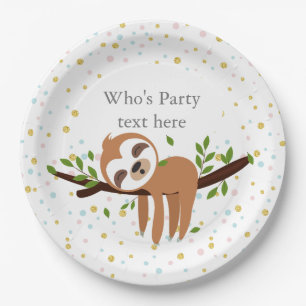 Assiettes En Carton paresse, paresse mignonne, illustration animale