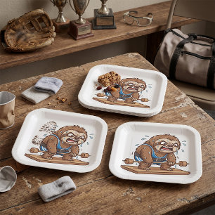Assiettes En Carton Paresseux drôle haltérophile gym sports