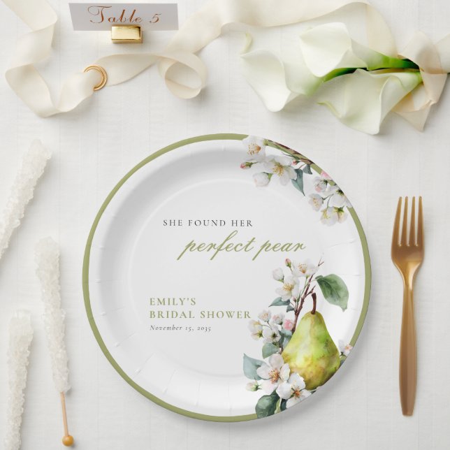 Assiettes En Carton Parfaite Poire Florale Fête de Mariage (Mariage)