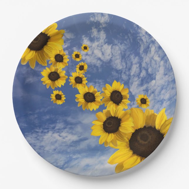 Assiettes En Carton Parfums jaunes bleu ciel (Devant)
